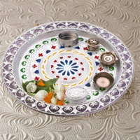 2236 Silver Plated Laxmi & Ganesh Pooja Thali Set (Set of 6 Pieces)