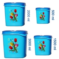 2239 Container Set For Kitchen Storage Airtight & Food Grade Plastic (Pack of 4) (3000ml,2000ml,1500ml,500ml)