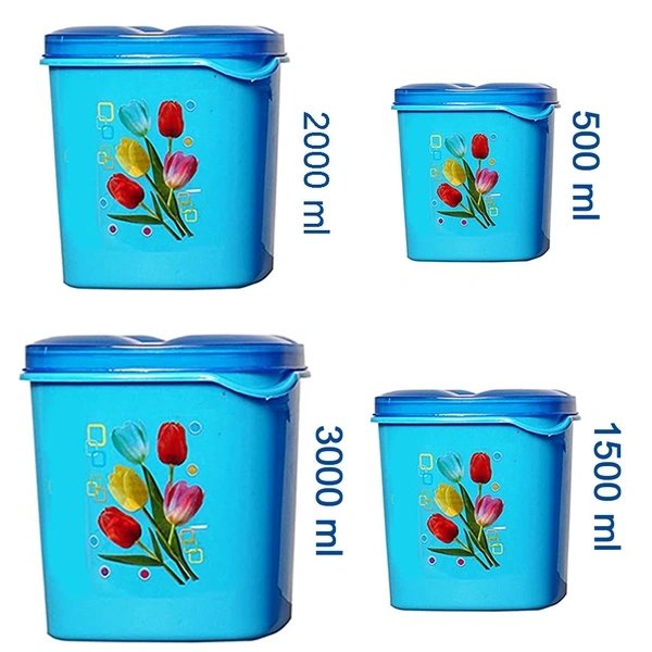 2239 Container Set For Kitchen Storage Airtight & Food Grade Plastic (Pack of 4) (3000ml,2000ml,1500ml,500ml)