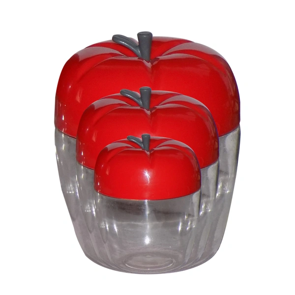 2275 Apple Shape Plastic Container 3-Pcs Set (1500ml,800ml,500ml)