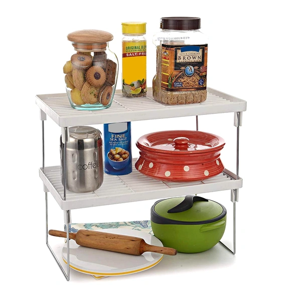 2310 Plastic 2 Layer Multi-Purpose Kitchen Storage Basket Rack