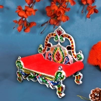 2381 Ladoo Bal Gopal Small Sinhasan for Pooja Mandir Krishna Sofa Asan