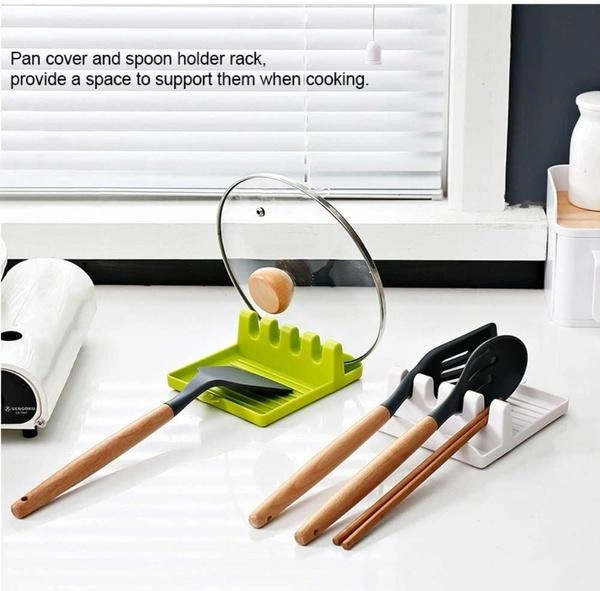2417 4 Slots Cooking Utensil Heat Resistant Cooking Spatula Holder (Gray Color)