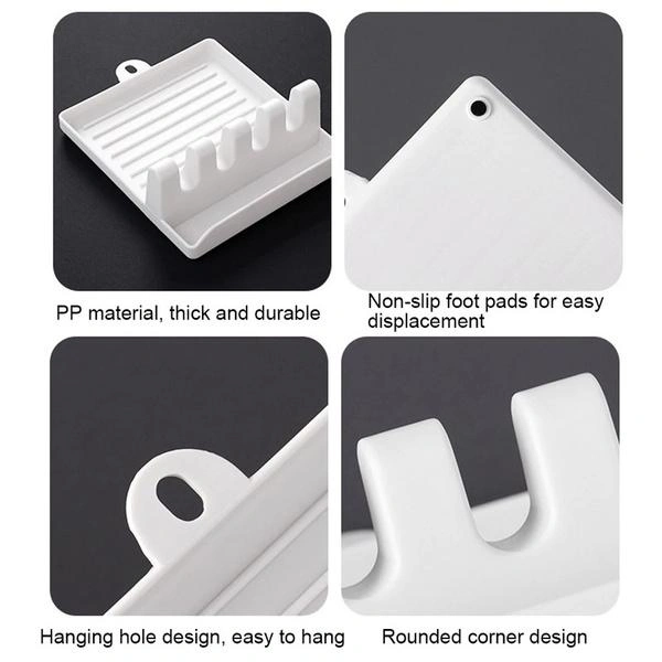2417 4 Slots Cooking Utensil Heat Resistant Cooking Spatula Holder (Gray Color)