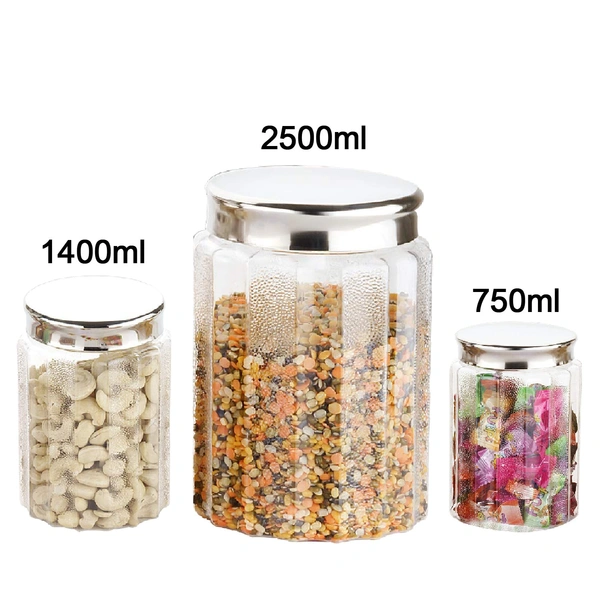 2456  jar Container Coming with Metal Air Tight and Rust Proof Cap (Set of 3)