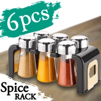 2458  Spice Jar Kitchen Storage Round Jars Airtight Steel Cap (Set Of 6)