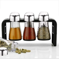 2458  Spice Jar Kitchen Storage Round Jars Airtight Steel Cap (Set Of 6)