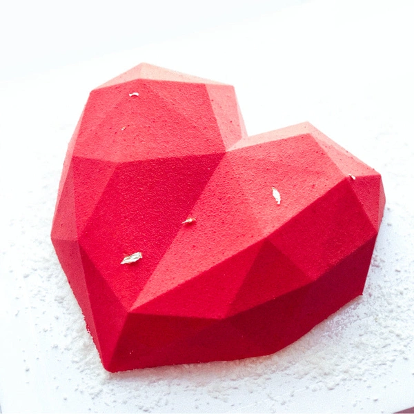3258 Flexible Silicone 3D Diamond Heart Shape Pinata Chocolate Cake Mold