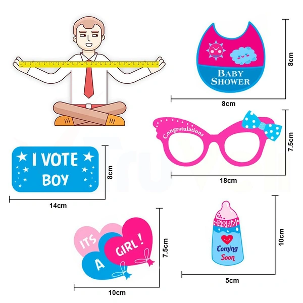 3426 Baby Shower Props for Photoshoot, Photo Booth, Decorations 20 Pcs, Sticks Attached for Mom to Be Shoot, Maternity Shoot, Photography