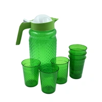 3734A Unbreakable Plastic Drinking Water/Juice Jug and 6 pieces Glass (Assorted color)