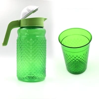 3734A Unbreakable Plastic Drinking Water/Juice Jug and 6 pieces Glass (Assorted color)