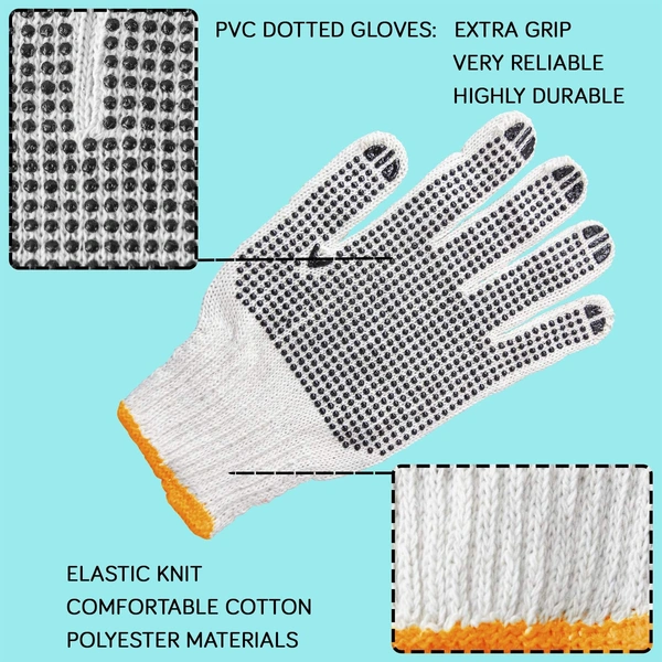 4611 Unisex Knitted/Sewing Cotton Plain Hand Gloves Raw White