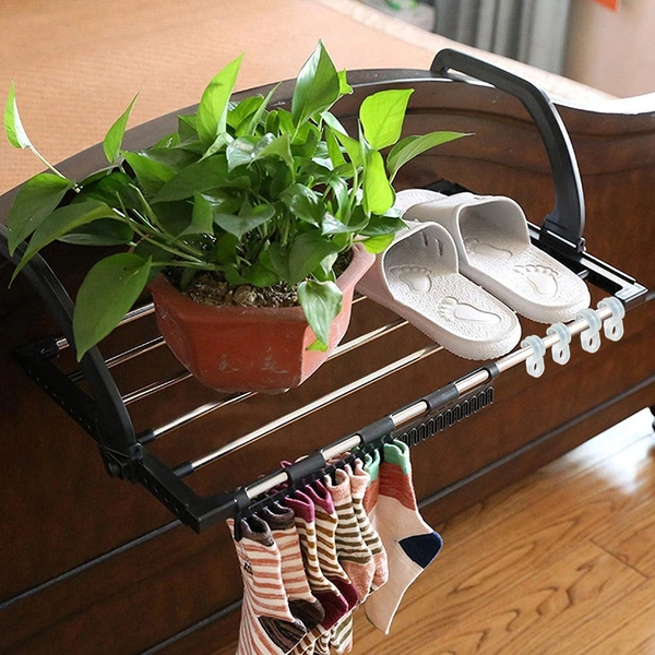 4649 Adjustable Folding Clothes Steel Drying Racks Hanger Shelf