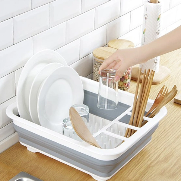 4668 Silicone Plastic Folding Collapsible Durable Kitchen Sink Dish Rack