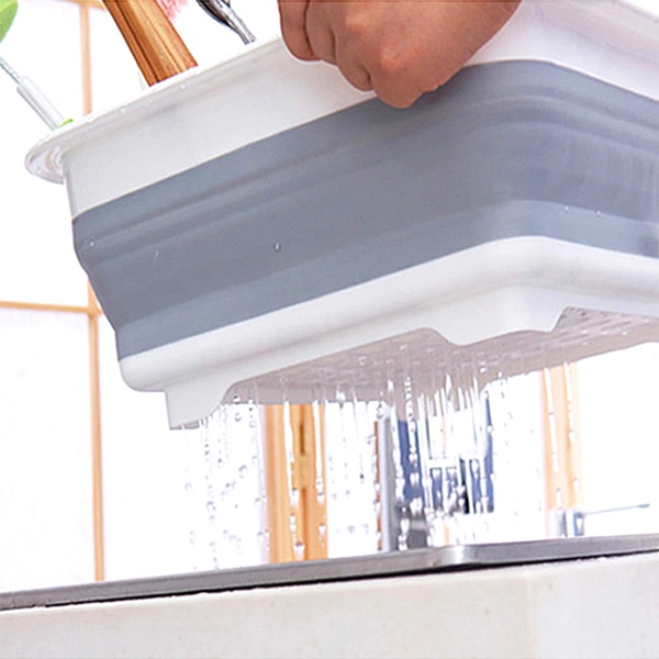 4668 Silicone Plastic Folding Collapsible Durable Kitchen Sink Dish Rack
