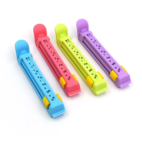 6173 Small Multipurpose Food Snack Plastic Bag Clip Sealer/Packet Sealer Clamps/Manual Vacuum Bag Sealer/Food Pouch Clip/Bag Zipper/Food Clips Sealer for Home Kitchen, Set of 4 (Multicolor)