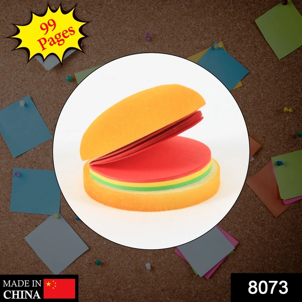 8073 Burger Shaped Notepad / Sticky Notes / Memo Pads, Unique Mini Notes (Multicolor)