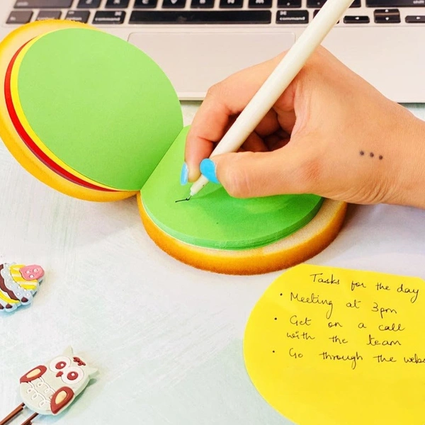 8073 Burger Shaped Notepad / Sticky Notes / Memo Pads, Unique Mini Notes (Multicolor)