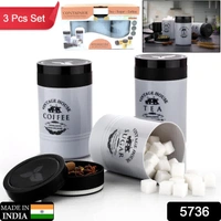 Accurate Seal Tea Sugar Coffee Container - 3 Pcs Plastic Damru Shaped Tea, Coffee, Sugar Canisters Jar, New Airtight Food Seal Containers for Salt, Dry Fruit, Grocery Multicolor - 3 Pc