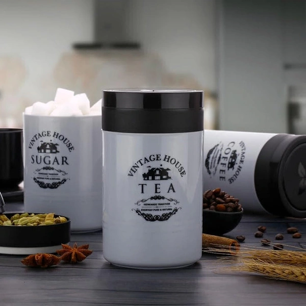 Accurate Seal Tea Sugar Coffee Container - 3 Pcs Plastic Damru Shaped Tea, Coffee, Sugar Canisters Jar, New Airtight Food Seal Containers for Salt, Dry Fruit, Grocery Multicolor - 3 Pc