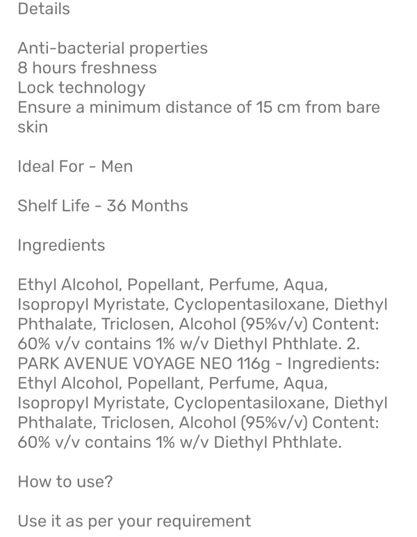 PARK AVENUE DEODORANT 450ML