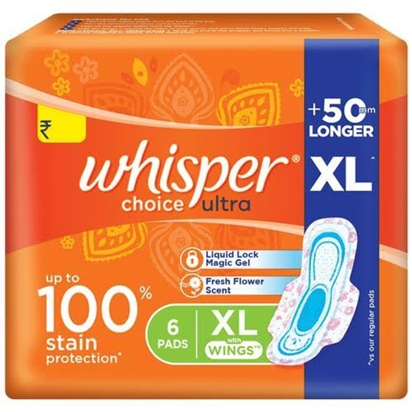 WHISPER ULTRA CHOICE XL SANITARY PAD - 4 N