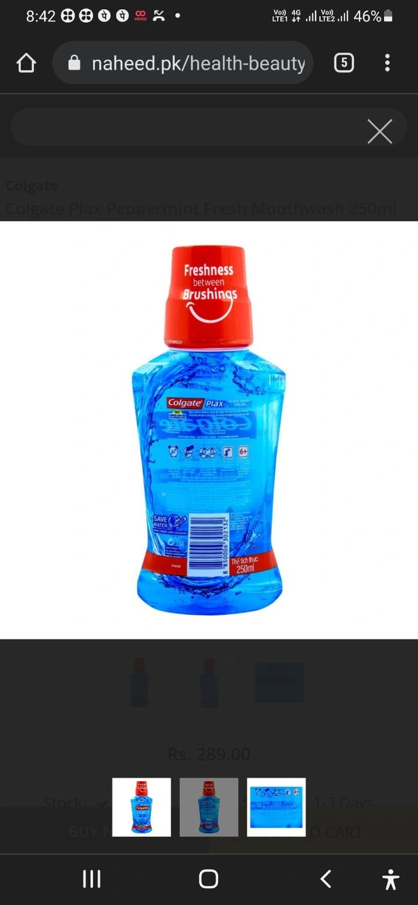 COLGATE PLAX PEPPERMINT FRESH - 500ML, 05/2023