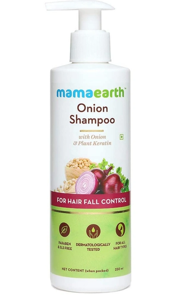 Mamaearth Onion Hair Fall Shampoo for Hair Growth & Hair Fall Control, with Onion Oil & Plant Keratin 250ml - 250ML