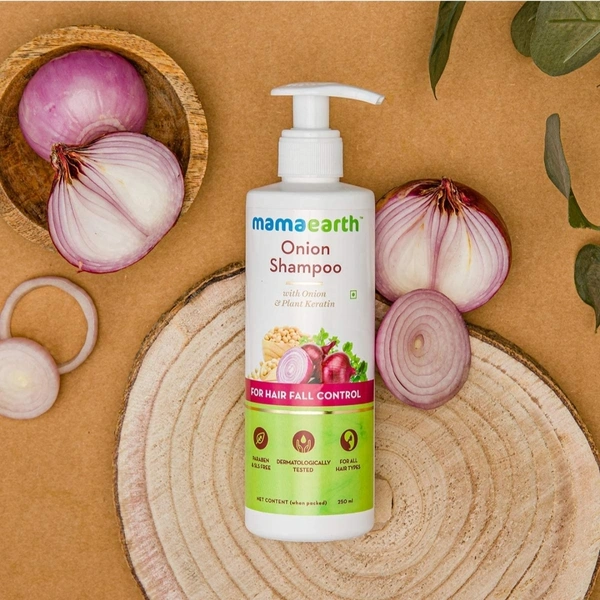 Mamaearth Onion Hair Fall Shampoo for Hair Growth & Hair Fall Control, with Onion Oil & Plant Keratin 250ml - 250ML