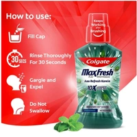 Colgate MaxFresh Plax Antibacterial Mouthwash, 500ml, Fresh Mint, 24/7 Fresh Breath, 10X longer cooling  - 01/23, 500ML