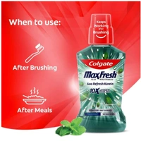 Colgate MaxFresh Plax Antibacterial Mouthwash, 500ml, Fresh Mint, 24/7 Fresh Breath, 10X longer cooling  - 01/23, 500ML