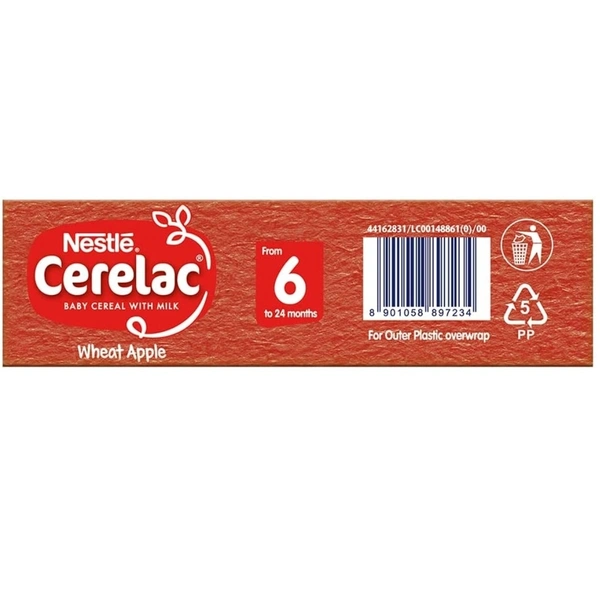 Nestle's Cerelac Baby Cereal with Milk, Wheat Apple – From 6 Months - 300GM, SEPTEMBER 2022