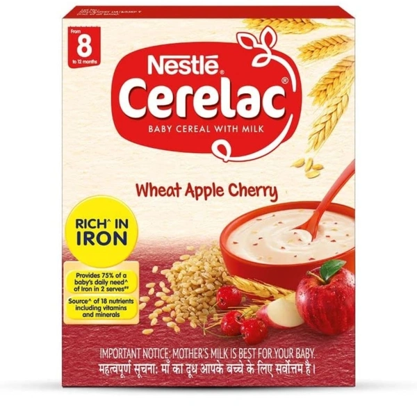 Nestle Cerelac Baby Cereal With Milk, Wheat Apple Cherry From 8 Months - 300, SEPTEMBER 2022