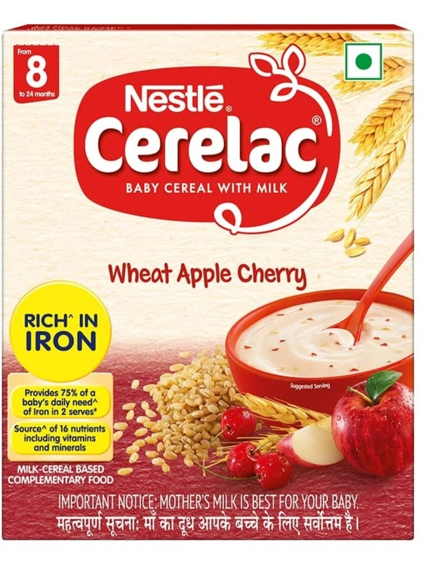 Nestle Cerelac Baby Cereal With Milk, Wheat Apple Cherry From 8 Months - 300, SEPTEMBER 2022