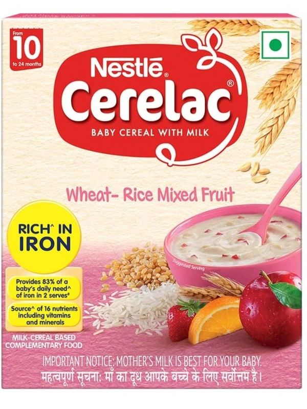 Nestle CERELAC Baby Cereal with Milk, Wheat-Rice Mixed Fruit – From 10 Months - JULY 2022, 300GM