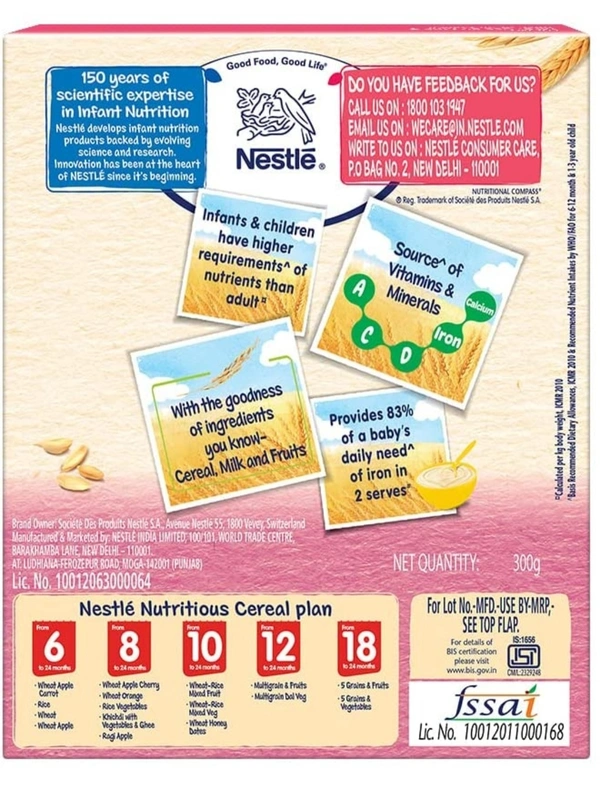Nestle CERELAC Baby Cereal with Milk, Wheat-Rice Mixed Fruit – From 10 Months - JULY 2022, 300GM