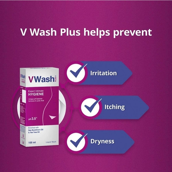 VWash Plus Expert Intimate Hygiene, With Tea Tree Oil, Liquid Wash Prevents Dryness, Itchiness And Irritation, Balances PH, Paraben Free - 100ML, 09/23