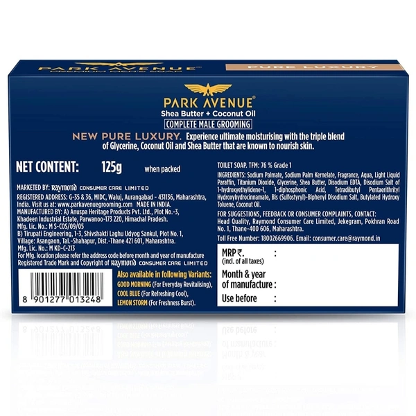 PARK AVENUE PURE LUXURY WITH SHEA BUTTER AND COCONUT OIL SOAP - 125GM