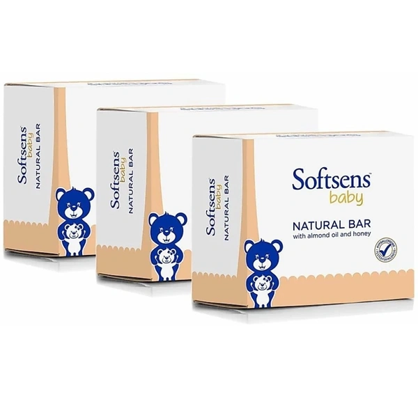 SOFTSENS BABY NATURAL BAR (SOAP) WITH ALMONDS AND HONEY - 100GM