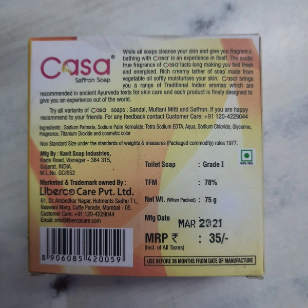 CASA SAFRON SOAP FOR GLOWING SKIN - 75GM