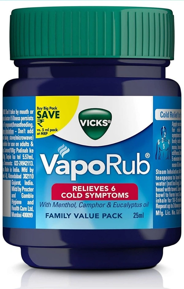 VICKS VAPORUB RELIEVES 6 COUGH & COLD SYMPTOMS - 10ML