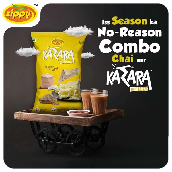 Zippy Karara Rice Papad 100g - Jeera , 100g
