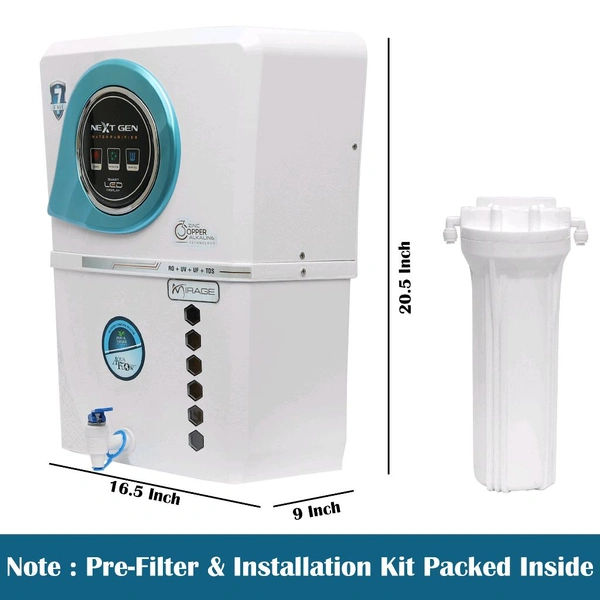 AquaFlow ™ MIRAGE ALKALINE+RO+UV+UF+TDS 12 LTR With led Indicater