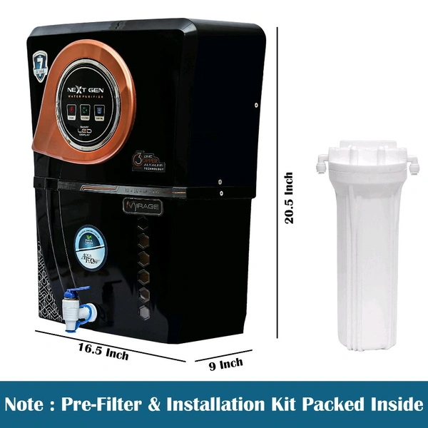 AquaFlow ™ MIRAGE COPPER+RO+UV+UF+TDS 12 LTR. With led Indicater