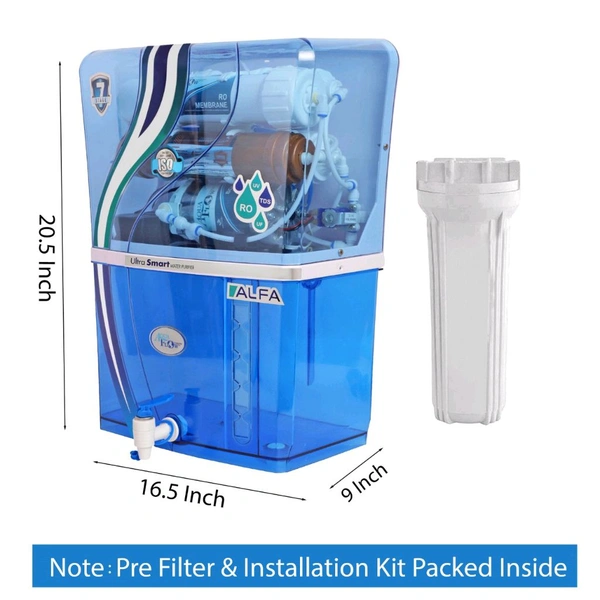 Aquaflow ™ ALFA COPPER+RO+UV+UF+TDS.12 Ltr. 