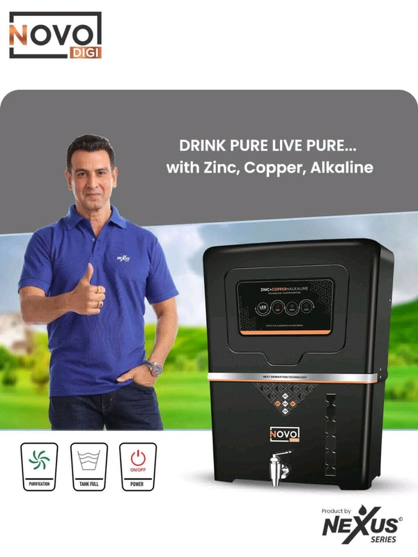 Aquaflow ™ NOVO DIGI COPPER+RO+UV+UF+TDS.12 Ltr. With led Indicater. 