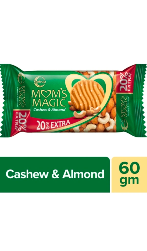 Sunfeast Mom's Magic Cashew & Almond Cookies, 60g Pack - Set of 12