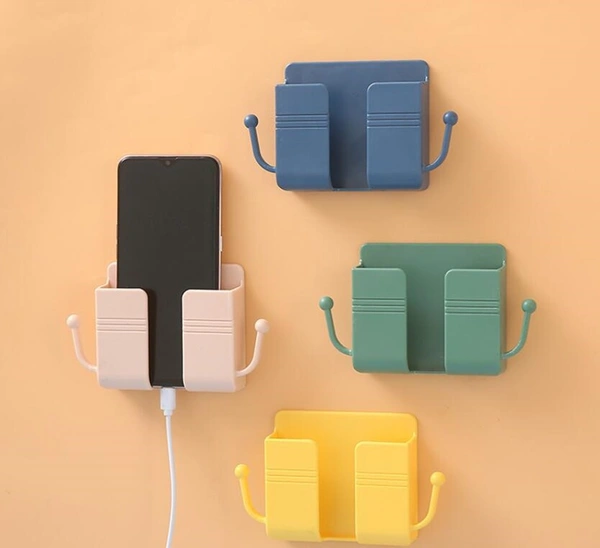 (pack of 2)Mobile Phone Wall Stand Holder with Hooks Charger Plastic Hanger