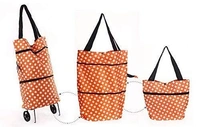 Shoping Folding Bag with wheels ,  light weight easy to carry Pack of 1 (random Print)