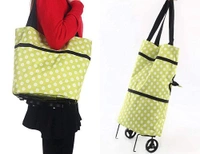 Shoping Folding Bag with wheels ,  light weight easy to carry Pack of 1 (random Print)